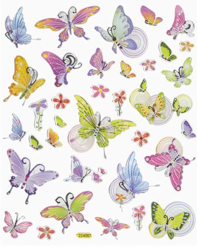 Design-Sticker, Schmetterlinge, mit edlen Metallic-Effekten, Bogen 17 x 15 cm