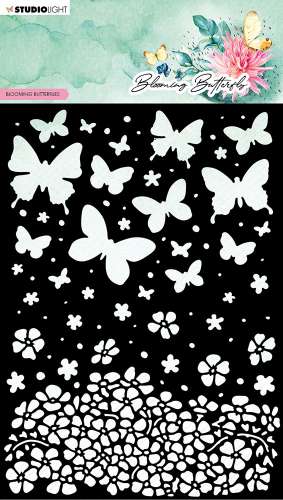 Schablone Blumen und Schmetterlinge