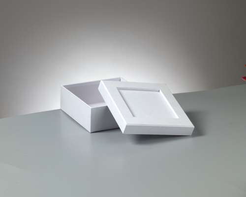 Pappmaché-Box, Quadrat, weiß, 17 x 17 x 6 cm