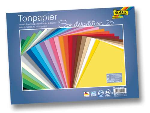 Tonpapier-Set, 130 g/qm, 25 Bogen, farbig sortiert