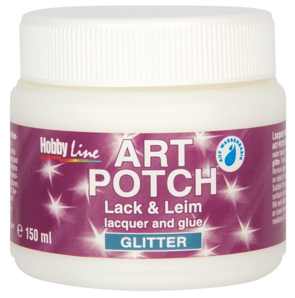 Serviettenkleber + Lack, Art Potch, glitter-silber, 150 ml
